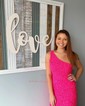 Sparkly Fuchsia Bodycon Sequin One Shoulder Homecoming Dresses