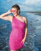 Sparkly Fuchsia Bodycon Sequin One Shoulder Homecoming Dresses