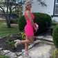 Sparkly Fuchsia Bodycon Sequin One Shoulder Homecoming Dresses