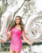 Sparkly Fuchsia Bodycon Sequin One Shoulder Homecoming Dresses