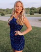 Sparkly Fuchsia Bodycon Sequin One Shoulder Homecoming Dresses