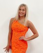 Sparkly Fuchsia Bodycon Sequin One Shoulder Homecoming Dresses