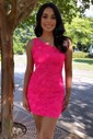 Sparkly Fuchsia Bodycon Sequin One Shoulder Homecoming Dresses