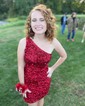 Sparkly Fuchsia Bodycon Sequin One Shoulder Homecoming Dresses