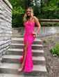 Sheath/Column V-neck Sparkly Velvet Sequin Prom Dresses