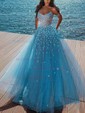 Ball Gown Off-the-shoulder Tulle Prom Dresses With Appliques