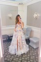 Ball Gown Strapless Tulle Floral Prom Dresses