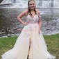 Ball Gown One Shoulder Tulle 3D Floral Prom Dresses