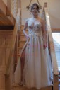 Ball Gown One Shoulder Tulle 3D Floral Prom Dresses