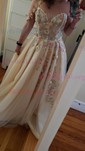 Ball Gown/Princess Sweep Train One Shoulder Tulle Flower(s) Prom Dresses