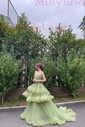 Ball Gown Sweetheart Tulle Ruffle Tiered Prom Dresses