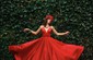 A-line V-neck Satin Sweep Train Pockets Prom Dresses