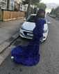 Mermaid High Neck Sparkly Velvet Sequin Prom Dresses With Long Sleeves
