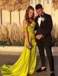 Sheath/Column Off-the-shoulder Satin Prom Dresses With Ruched