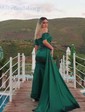 Sheath/Column Off-the-shoulder Satin Prom Dresses With Ruched