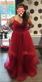 Ball Gown/Princess Floor-length V-neck Glitter Ruffles Prom Dresses