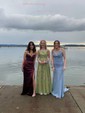 Ball Gown Scoop Neck Tulle Prom Dresses With Appliques
