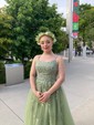 Ball Gown Scoop Neck Tulle Prom Dresses With Appliques