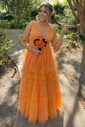 Ball Gown V-neck Tulle Ruffle Tiered Prom Dresses