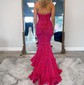 Mermaid V-neck Sparkly Velvet Sequin Prom Dresses