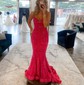 Mermaid V-neck Sparkly Velvet Sequin Prom Dresses