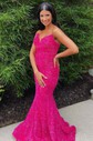 Mermaid V-neck Sparkly Velvet Sequin Prom Dresses