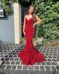 Trumpet/Mermaid Floor-length V-neck Velvet Sequins Prom Dresses
