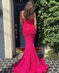 Trumpet/Mermaid Floor-length V-neck Velvet Sequins Prom Dresses