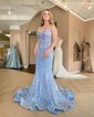 Trumpet/Mermaid Floor-length V-neck Velvet Sequins Prom Dresses