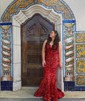 Trumpet/Mermaid Floor-length V-neck Velvet Sequins Prom Dresses