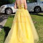 Ball Gown Scoop Neck Tulle Prom Dresses With Appliques