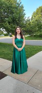 Ball Gown V-neck Floor-length Satin Prom Dresses With Ruched