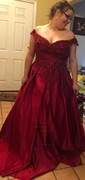 Ball Gown Off-the-shoulder Satin 3D Floral Prom Dresses With Appliques