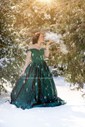 Ball Gown Off-the-shoulder Satin Prom Dresses With Appliques