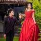 Ball Gown Off-the-shoulder Satin Prom Dresses With Appliques