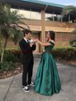 Ball Gown Off-the-shoulder Satin Prom Dresses With Appliques