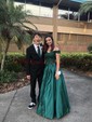 Ball Gown Off-the-shoulder Satin Prom Dresses With Appliques