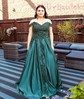 Ball Gown Off-the-shoulder Satin Sweep Train Beading Prom Dresses