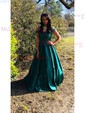 Ball Gown Off-the-shoulder Satin Sweep Train Beading Prom Dresses