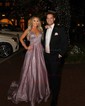 Ball Gown V-neck Glitter Floor-length Prom Dresses