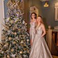 Ball Gown V-neck Glitter Floor-length Prom Dresses