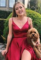 Dark Green A-line V-neck Satin Prom Dresses With Ruched