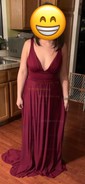 Sky Blue A-line V-neck Jersey Prom Dresses With Ruched