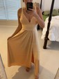 Sky Blue A-line V-neck Jersey Prom Dresses With Ruched