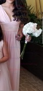 Sky Blue A-line V-neck Jersey Prom Dresses With Ruched