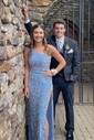 Sheath/Column One Shoulder Sparkly Velvet Sequin Prom Dresses