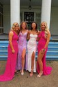 Sheath/Column One Shoulder Sparkly Velvet Sequin Prom Dresses