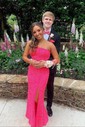 Sheath/Column One Shoulder Sparkly Velvet Sequin Prom Dresses