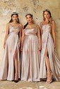 A-line Cowl Neck Satin Prom Dresses With Ruched