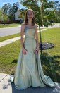 A-line Cowl Neck Satin Prom Dresses With Ruched
